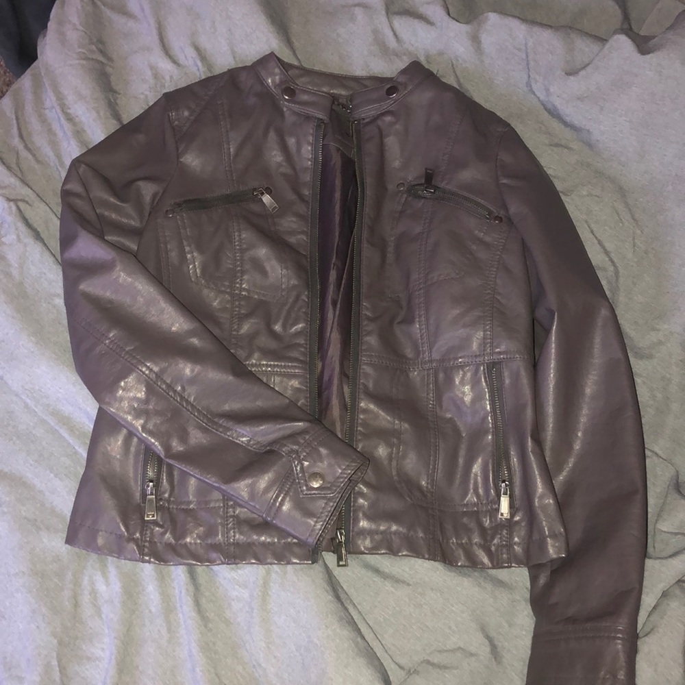 Grey leather jeacket